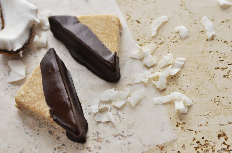Chocolate Dipped Coconut Blondie Bar